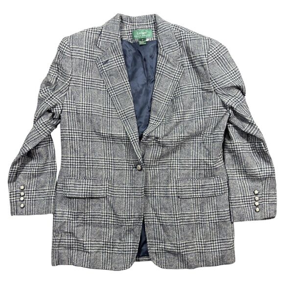 Lauren Ralph Lauren Blazer Women's 16 Gray Tweed Formal Office Carrier Jacket - Picture 1 of 8